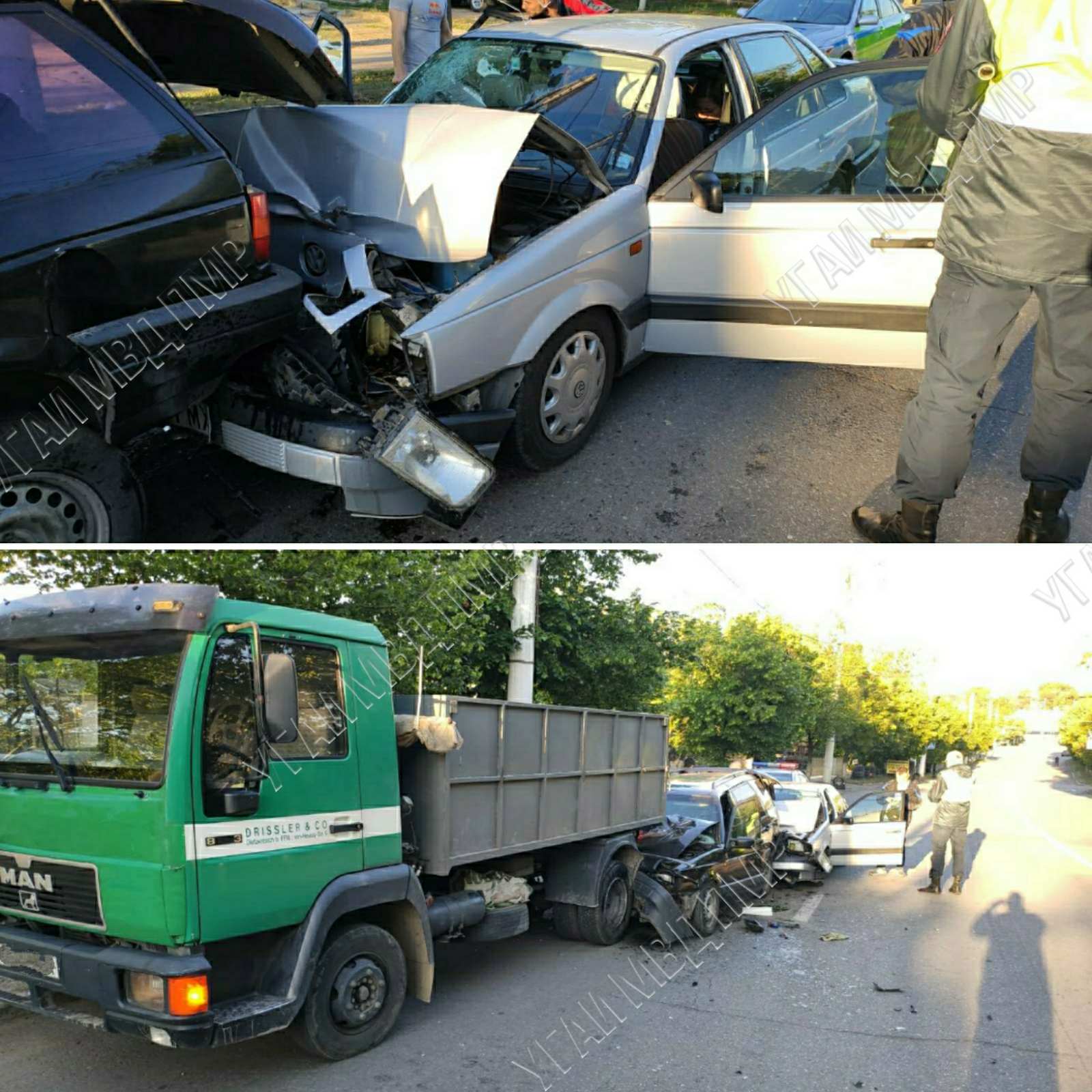 Две машины на Балке врезались в припаркованный грузовик