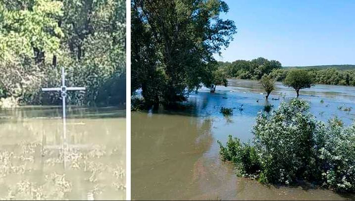 В воде оказались памятники дивизиям, сражавшимся на Шерпенском плацдарме весной-летом 1944 года